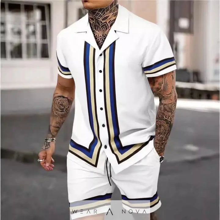 Men's Cuban collar shirt and shorts suit - WearaNova