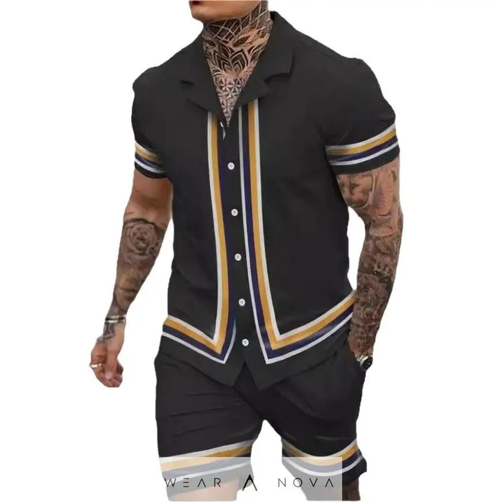 Men's Cuban collar shirt and shorts suit - WearaNova
