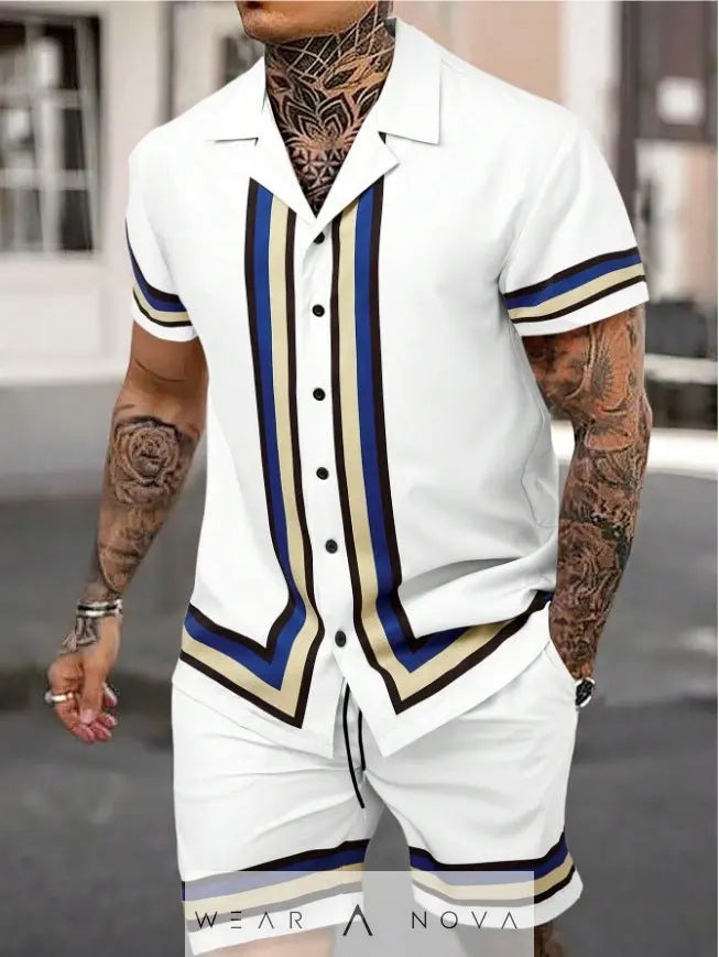 Men's Cuban collar shirt and shorts suit - WearaNova