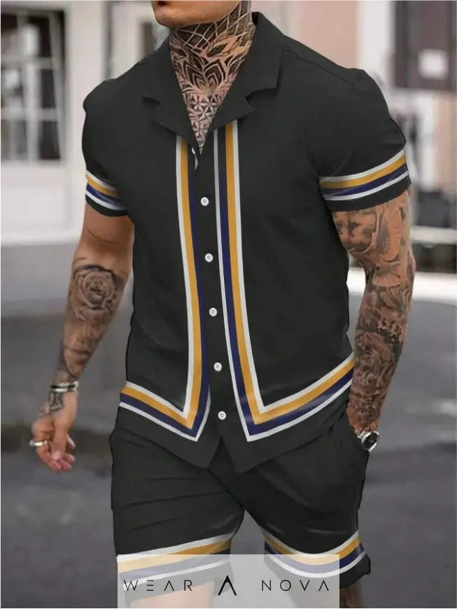 Men's Cuban collar shirt and shorts suit - WearaNova