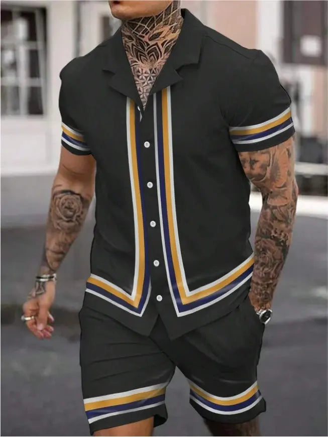 Men's Cuban collar shirt and shorts suit - WearaNova
