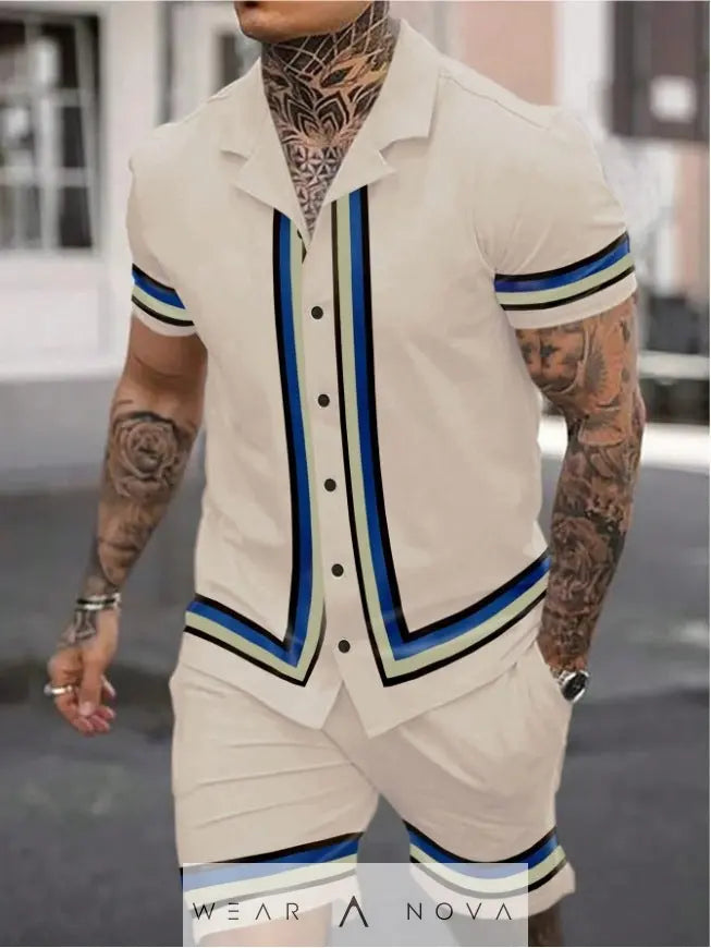 Men's Cuban collar shirt and shorts suit - WearaNova