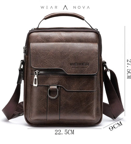 Men's Exclusive Limited Edition Retro PU Leather Messenger Bag - Premium Quality & Stylish Design  Men's Messenger Bag Vertical-Style-Dark-Brown