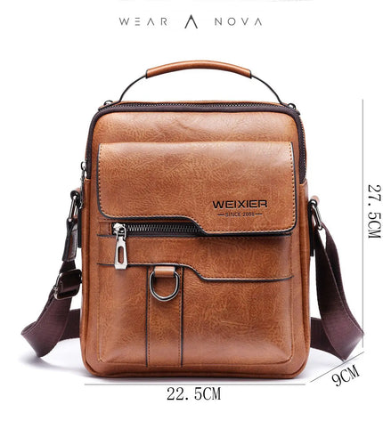 Men's Exclusive Limited Edition Retro PU Leather Messenger Bag - Premium Quality & Stylish Design  Men's Messenger Bag Vertical-Style-Light-Brown
