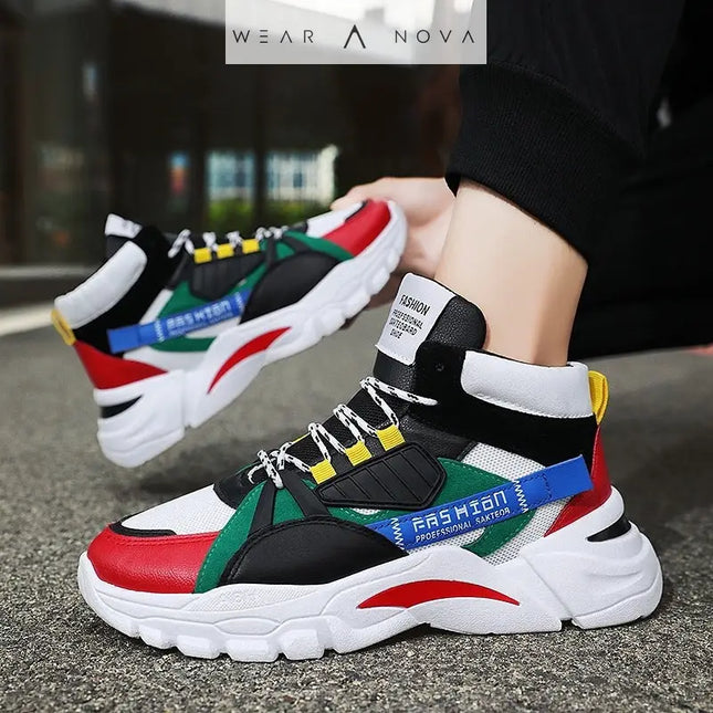 Men's High-top Sneakers with Bold Colors and Height Boost  Sneakers