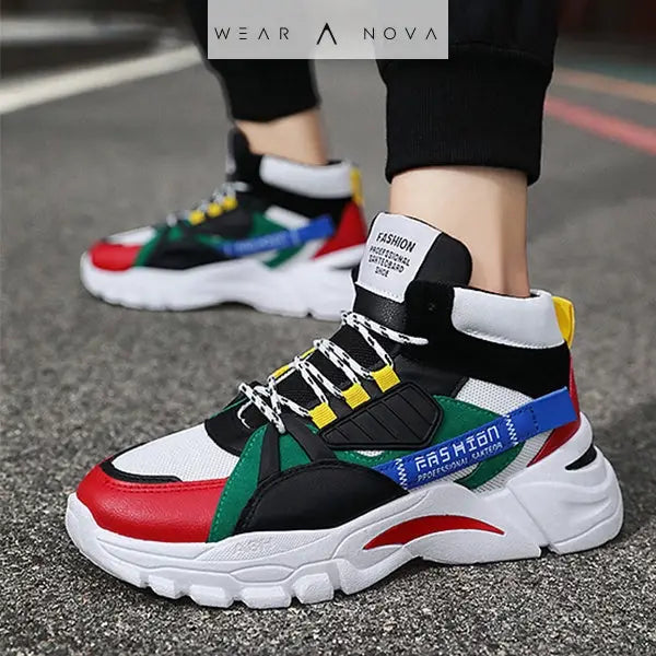 Men's High-top Sneakers with Bold Colors and Height Boost  Sneakers