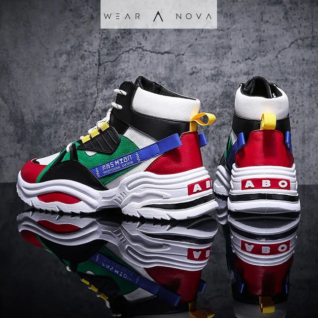 Men's High-top Sneakers with Bold Colors and Height Boost  Sneakers