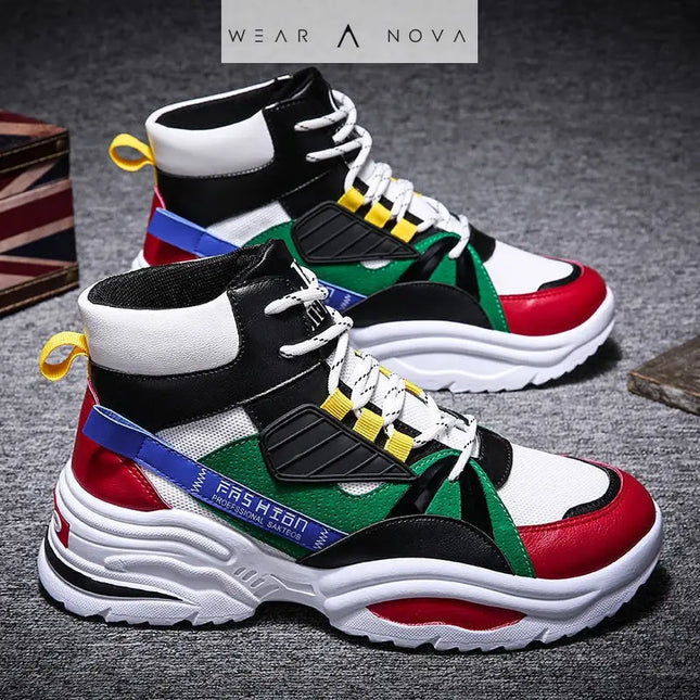Men's High-top Sneakers with Bold Colors and Height Boost  Sneakers Color-44