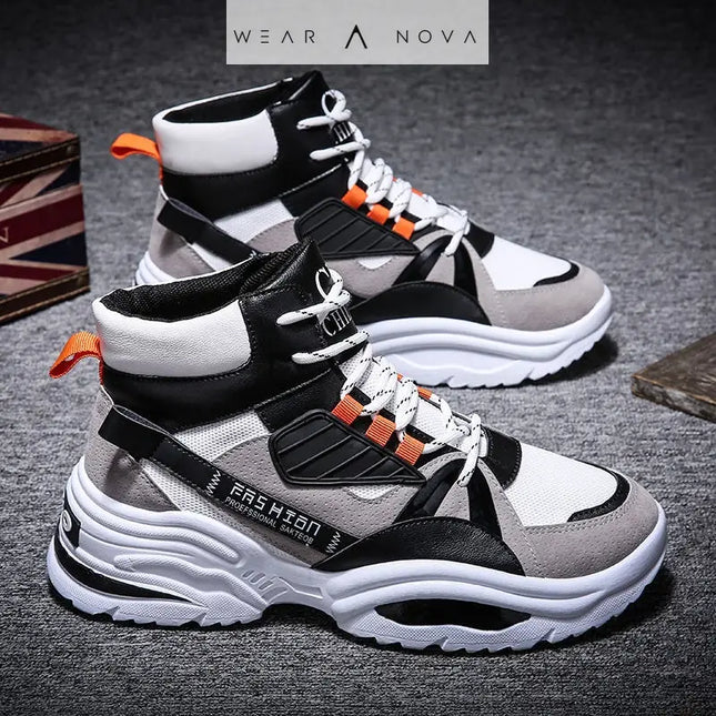 Men's High-top Sneakers with Bold Colors and Height Boost  Sneakers Grey-44