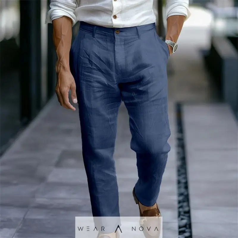 Men's Linen Trousers Solid Color Breathable Casual Pants Outdoor Clothing  Pants Man Summer 