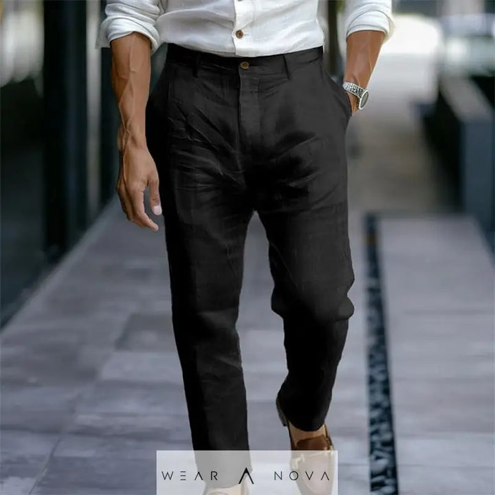 Men's Linen Trousers Solid Color Breathable Casual Pants Outdoor Clothing  Pants Man Summer 