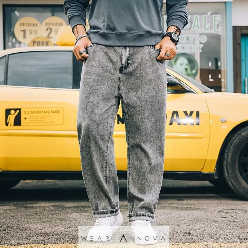 Men's Loose Straight Simple Jeans Casual  Jeans Man Trend 