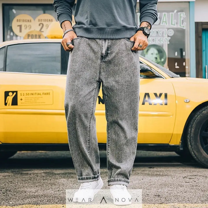 Men's Loose Straight Simple Jeans Casual  Jeans Man Trend 