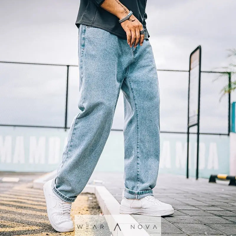 Men's Loose Straight Simple Jeans Casual  Jeans Man Trend 