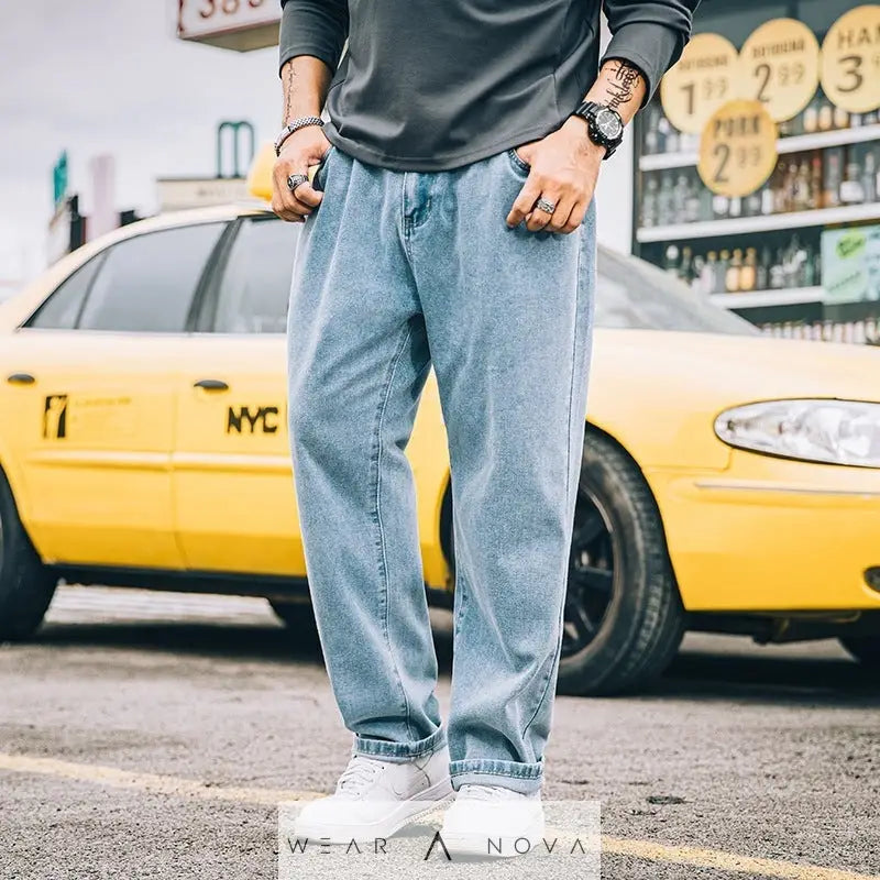 Men's Loose Straight Simple Jeans Casual  Jeans Man Trend 