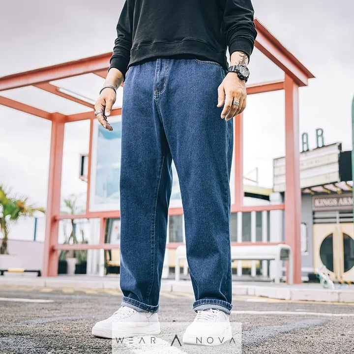 Men's Loose Straight Simple Jeans Casual  Jeans Man Trend 