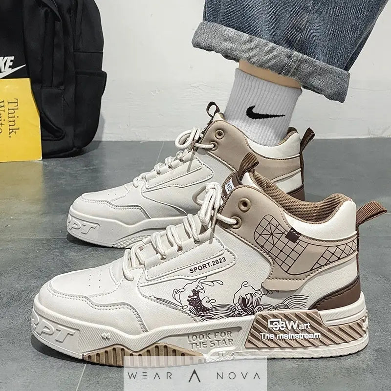 Men's Shoes Increased Easy Wear Borad Shoe Summer Casual Sports High-top Trendy Shoes - WearaNova