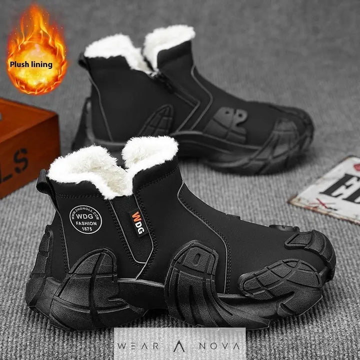 Men's Solid Color Tooling Fleece Lined Martin Boots  Booties Women's 