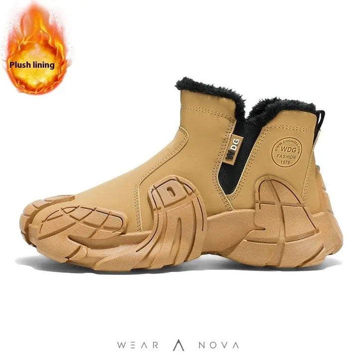 Men's Solid Color Tooling Fleece Lined Martin Boots  Booties Women's 