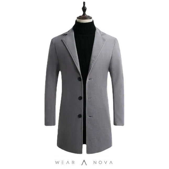 Men's Woolen Windbreaker: Warm Slim Fit Winter Coat in Gray  Coats & Jackets