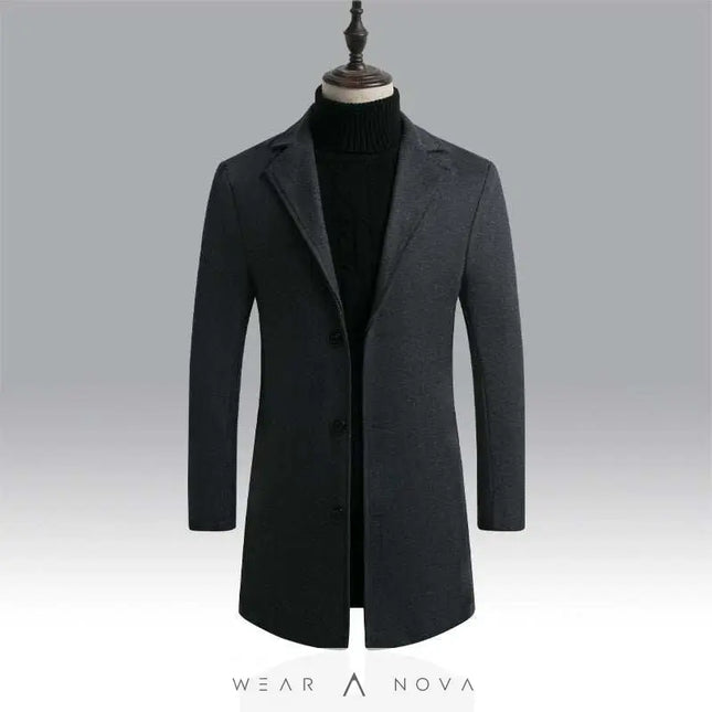 Men's Woolen Windbreaker: Warm Slim Fit Winter Coat in Gray  Coats & Jackets