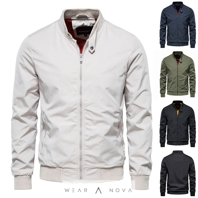 Men's Zip-up Jacket With Pockets Casual Solid Stand Collar Long Sleeve Top Outwear Clothing  Jacket’s Man 