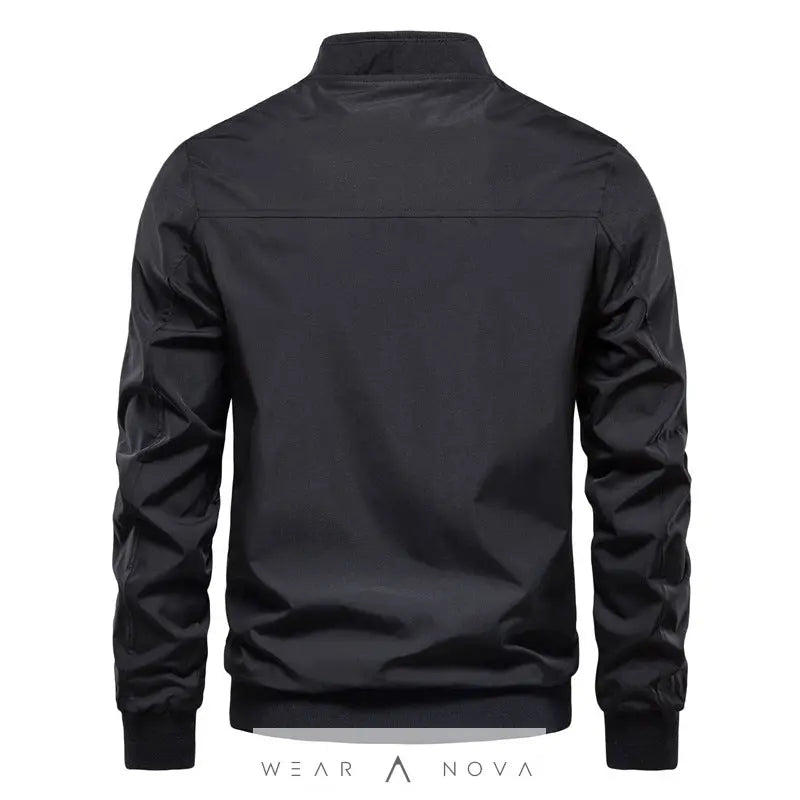 Men's Zip-up Jacket With Pockets Casual Solid Stand Collar Long Sleeve Top Outwear Clothing  Jacket’s Man 