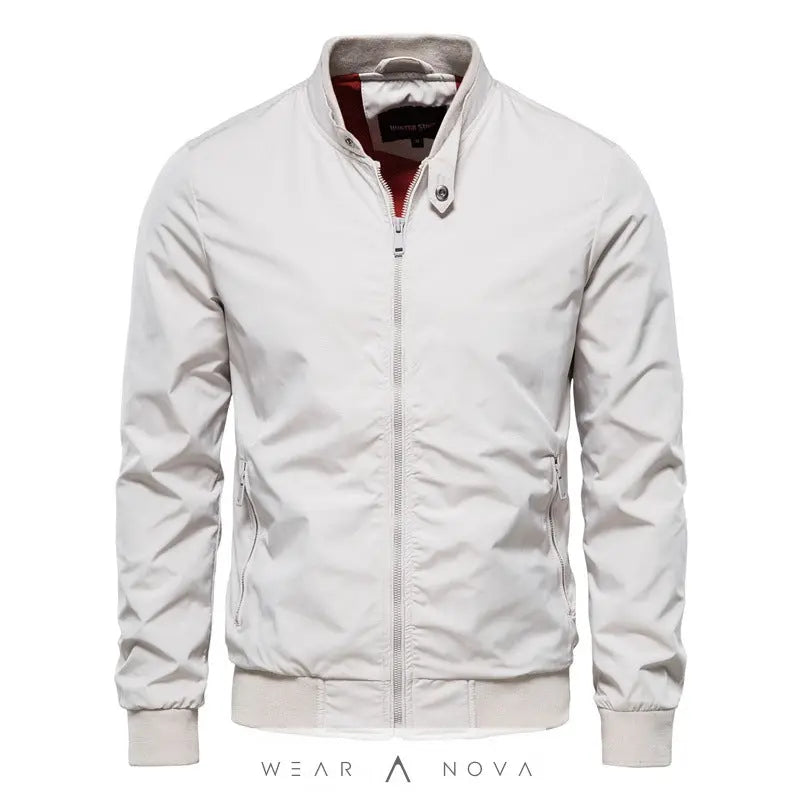 Men's Zip-up Jacket With Pockets Casual Solid Stand Collar Long Sleeve Top Outwear Clothing  Jacket’s Man 