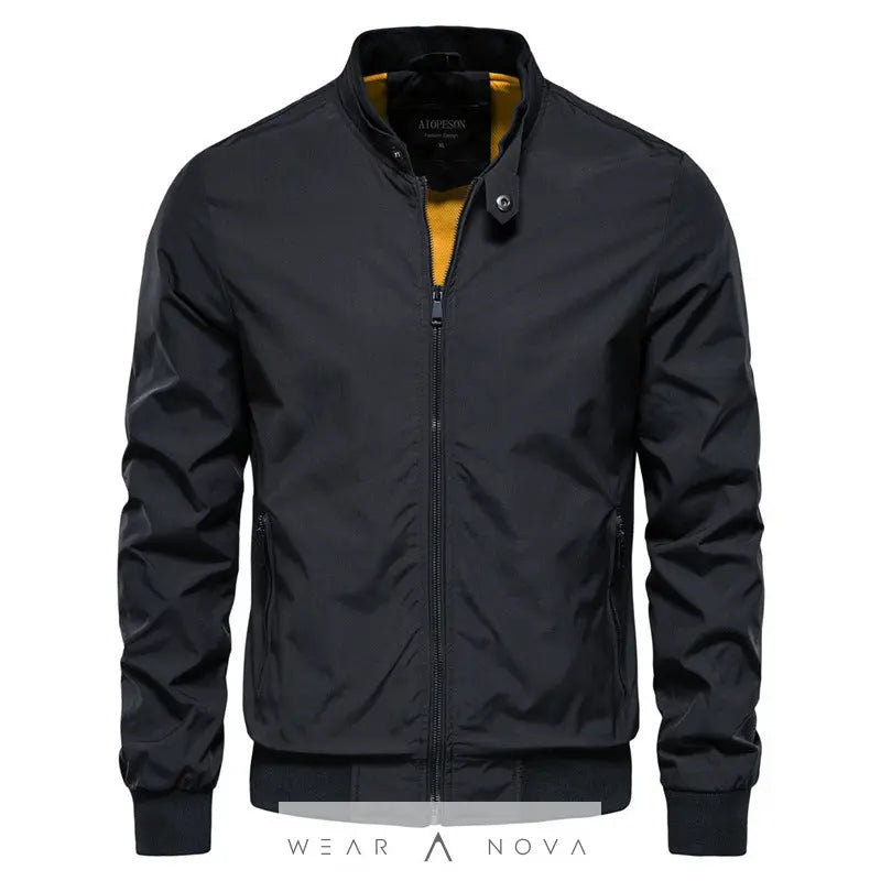 Men's Zip-up Jacket With Pockets Casual Solid Stand Collar Long Sleeve Top Outwear Clothing  Jacket’s Man 