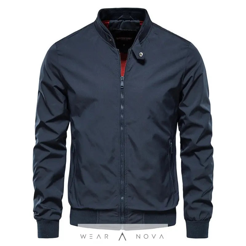 Men's Zip-up Jacket With Pockets Casual Solid Stand Collar Long Sleeve Top Outwear Clothing  Jacket’s Man 