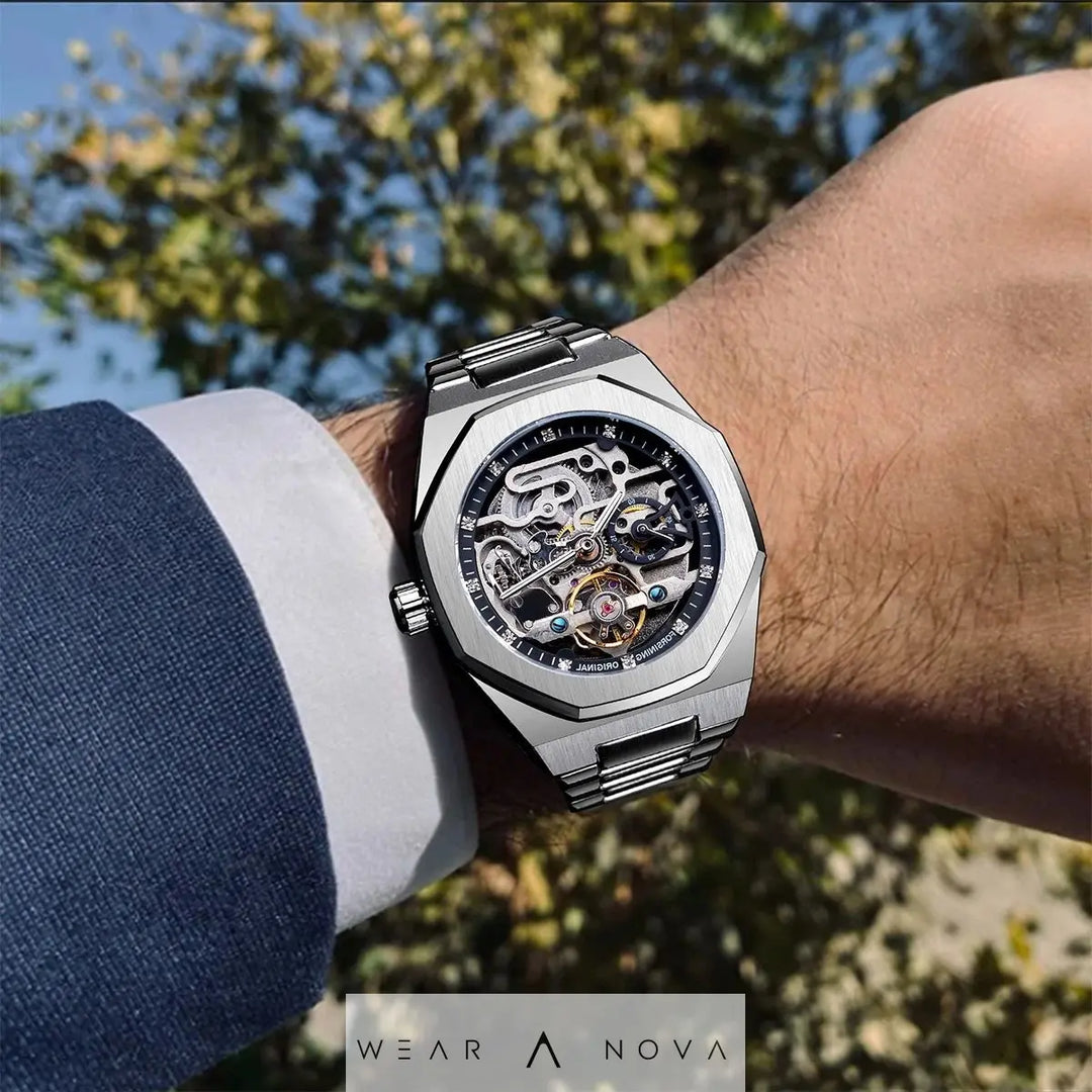 Men's fashionable skeletonized mechanical watch  Meccanico watch 