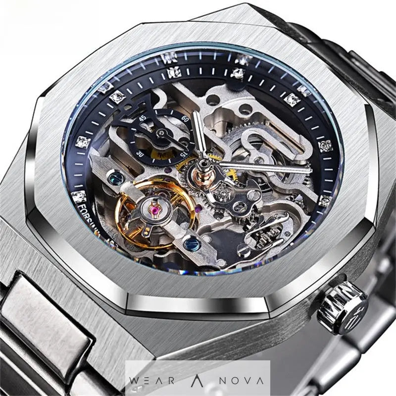 Men's fashionable skeletonized mechanical watch  Meccanico watch 