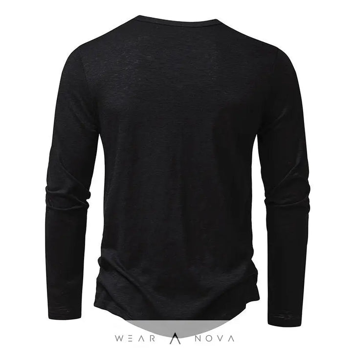 Mens Clothing Long Sleeve T-shirt Fashion Button Henry Collar Tops  blouse slim modern trend 