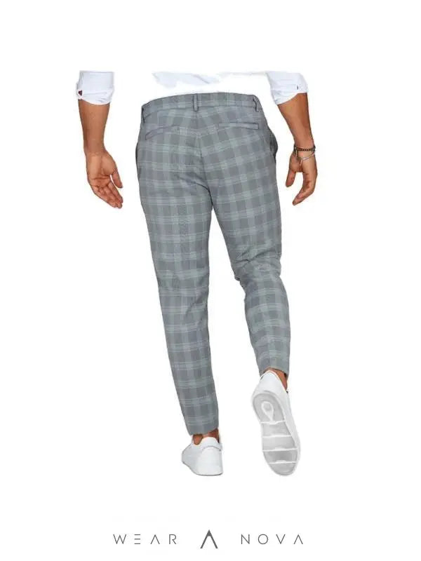 Plaid Print Pants Men's Casual Trousers Loose And Thin  Pants casual 