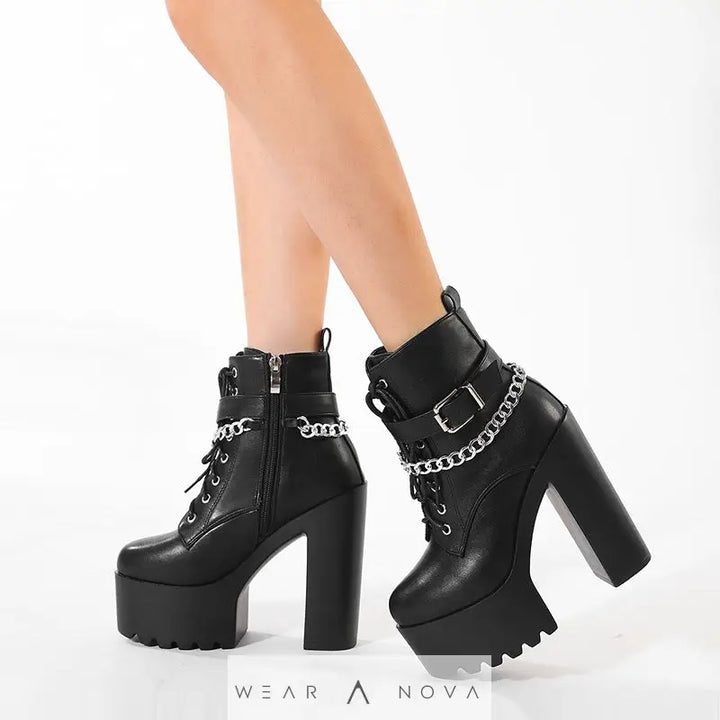 Platform Booties Women's High Heel Chunky Heel Martin Boots  Booties Women's 