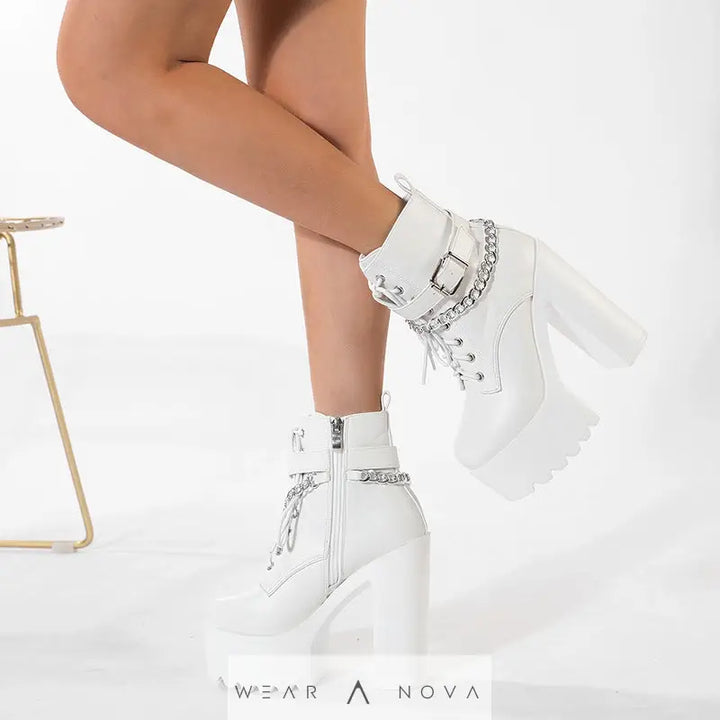 Platform Booties Women's High Heel Chunky Heel Martin Boots  Booties Women's 