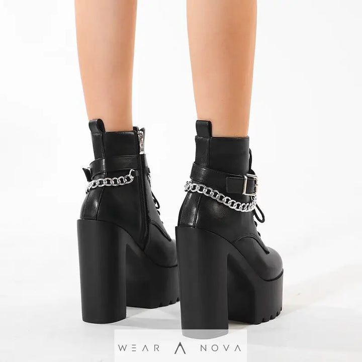 Platform Booties Women's High Heel Chunky Heel Martin Boots  Booties Women's 