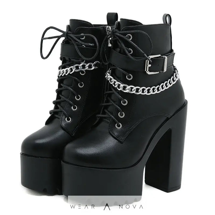 Platform Booties Women's High Heel Chunky Heel Martin Boots  Booties Women's 
