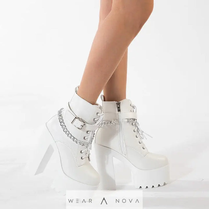 Platform Booties Women's High Heel Chunky Heel Martin Boots  Booties Women's 