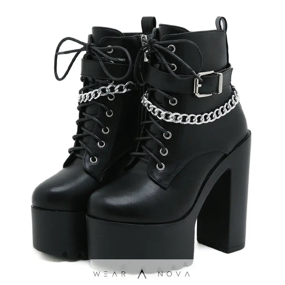Platform Booties Women's High Heel Chunky Heel Martin Boots  Booties Women's 