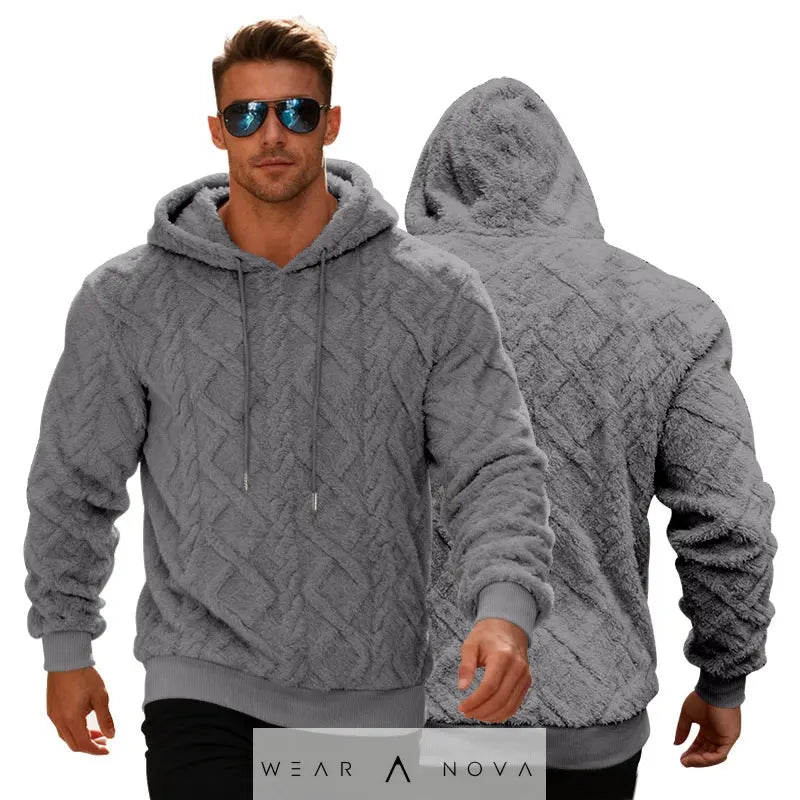 Plush Hooded Sweatshirt Winter Warm Long-sleeved Pullover Top Men's Casual Solid Color Fleece Hoodie Clothing  4-in-1 Adjustable Measuring Cup NewEraWear