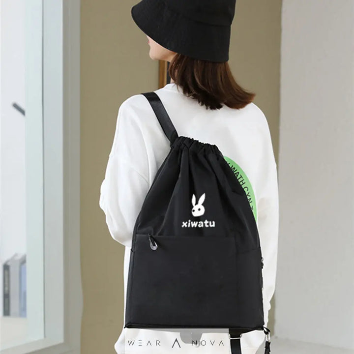 Portable  Backpack Folding Sports Fitness Drawstring Leisure Beam - WearaNova