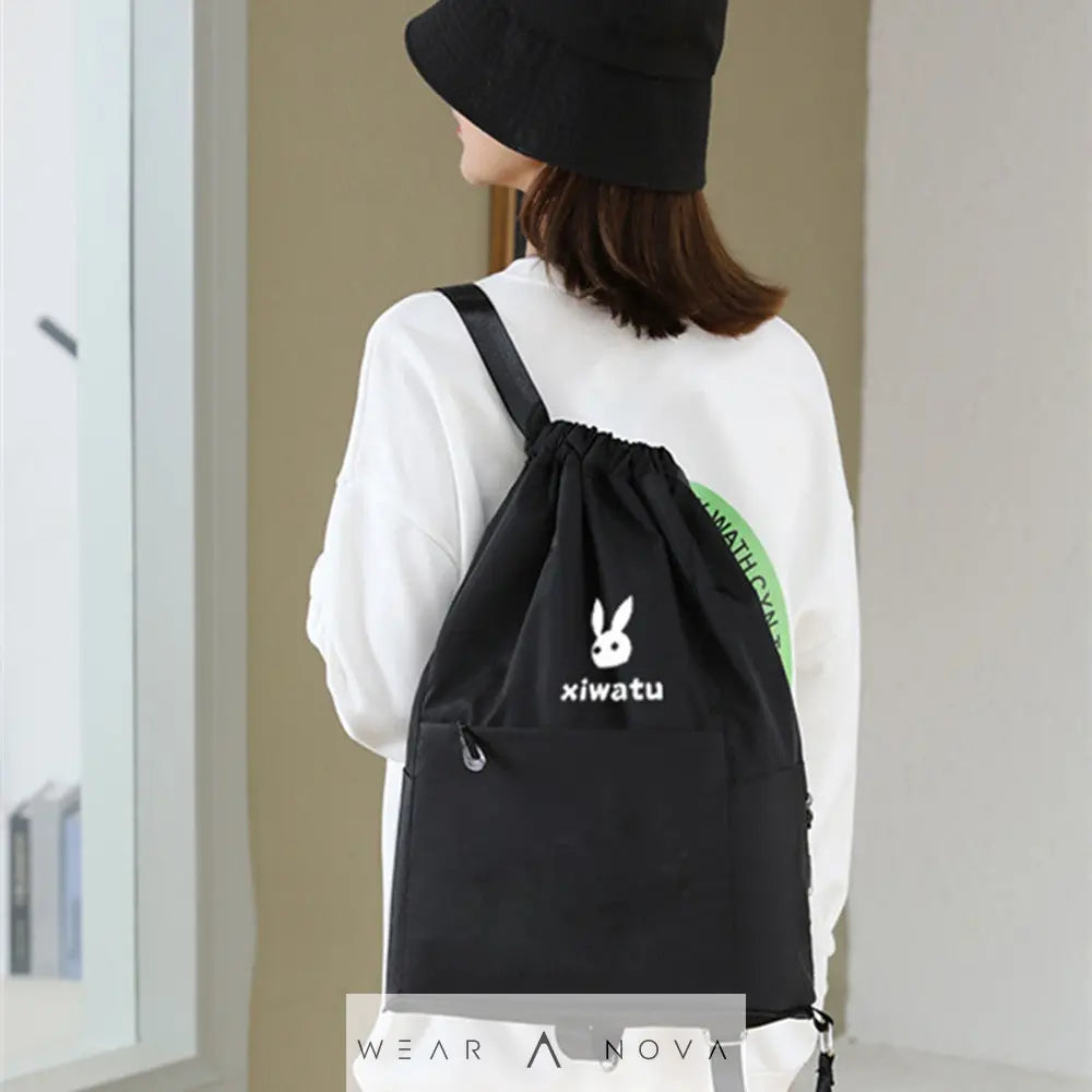 Portable  Backpack Folding Sports Fitness Drawstring Leisure Beam - WearaNova