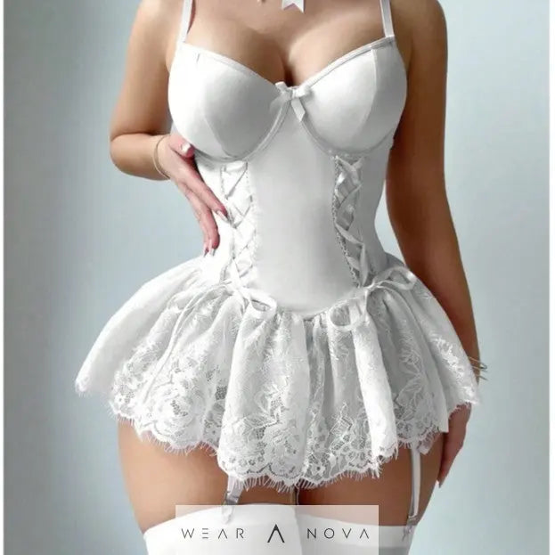 Sexy Lace Bow One-Piece Lingerie  intimo NewEraWear