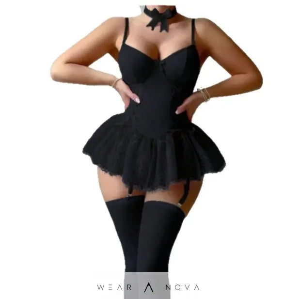 Sexy Lace Bow One-Piece Lingerie  intimo NewEraWear