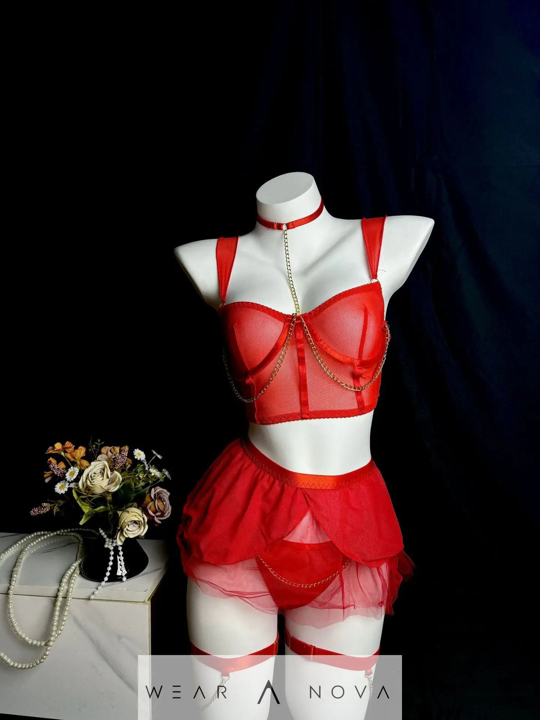 Sexy See-Through Mesh Skirt Unifor  intimo 