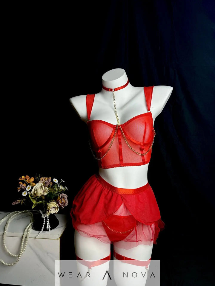 Sexy See-Through Mesh Skirt Unifor  intimo 