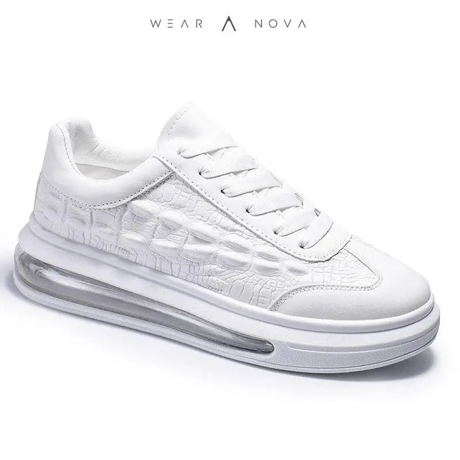 Sleek Leather Men's Sneakers with Breathable Design  Sneakers