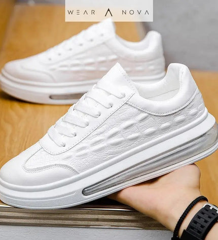 Sleek Leather Men's Sneakers with Breathable Design  Sneakers White-44