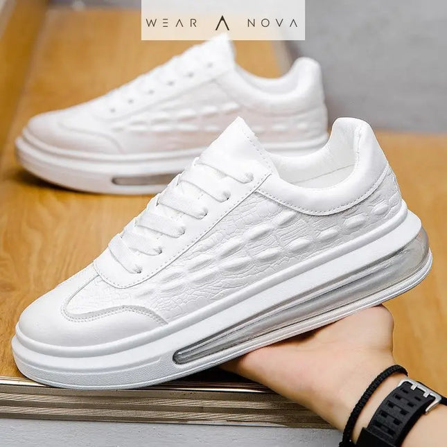 Sleek Leather Men's Sneakers with Breathable Design  Sneakers White-44